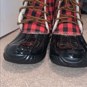 Red and Black Checkered boots